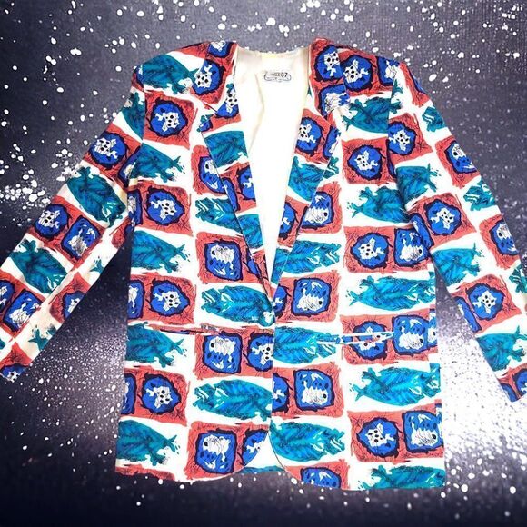 Daily Habit colorful marine theme suit jacket  Sz11 - Picture 4 of 6